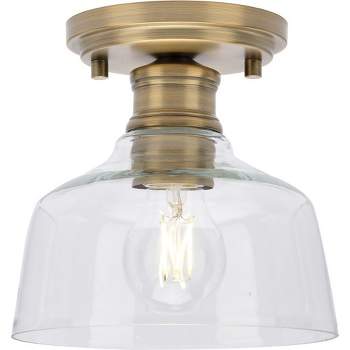 Progress Lighting Singleton 1-Light Semi-Flush Mount Ceiling Light, Vintage Brass, Clear Glass Shade