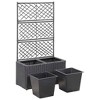 vidaXL Raised Bed Black Poly Rattan Medium Planters Planter - 4 of 4
