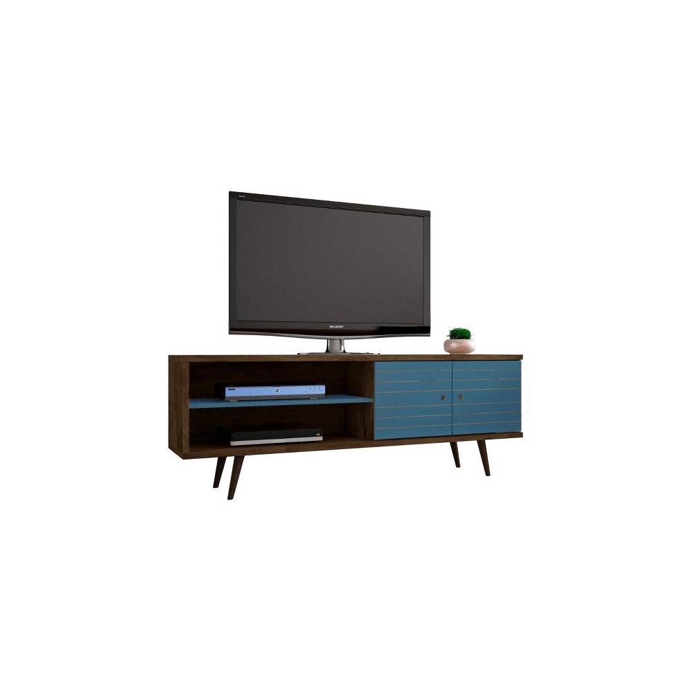 Photos - Mount/Stand Liberty 2 Shelves and 2 Doors TV Stand for TVs up to 60" Rustic Brown/Aqua