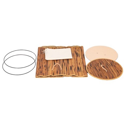 Round Bamboo Collapsible Laundry Hamper with Lid and Handles