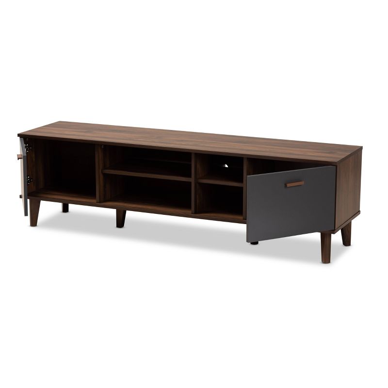 Moina Two-Tone Wood TV Stand for TVs up to 70&#34; Walnut/Gray - Baxton Studio, 3 of 11