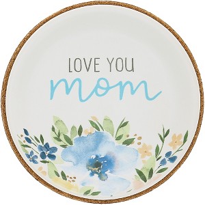 Pavilion Gift Company - Love You Mom - Ceramic with Cork Bottom Keepsake Dish Watercolor Floral Design Gifts for Mom Trinket Ring Jewelry Dish - 1 of 4