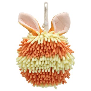 REGALWOVEN Chenille Fluffy Ball Rabbit Shape Soft Absorbent Quick Drying Hand Towel with Hanging Loop 7" x 7" 1 Pc - 1 of 4