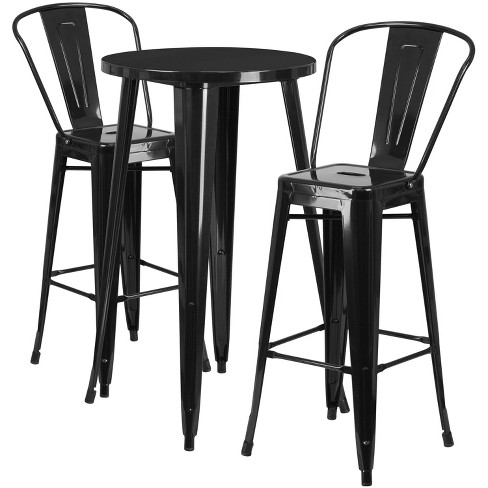 Emma and Oliver Commercial Grade 24" Round Metal Indoor-Outdoor Bar Table Set with 2 Cafe Stools - image 1 of 4