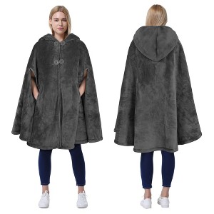Catalonia Women's Fuzzy Fleece Cardigan, Open Front No Sleeve Shrug, Cozy Hoodie Blanket Shawls Wearable, Valentine’s Day Gift Woman - 1 of 4