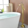 Cobbe Brushed Gold Floor Standing Tub Faucet Single Handle Freestanding Tub Filler with Swivel Spout Hand Shower and 59-Inch Hose - 3 of 4