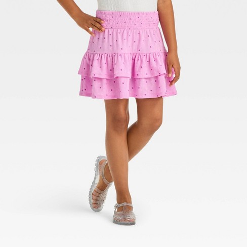 Girls' 'Dot' Crinkle Knit Tiered Skirt - Cat & Jack™ Purple M