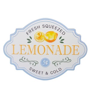 Northlight Metal "Fresh Squeezed Lemonade" Sign Spring Wall Decor - 15.25" - Yellow and Blue - 1 of 4