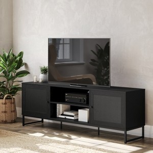 Flash Furniture Malaki Mid-Century Modern 65 Inch TV Stand with 2 Rattan Soft Close Doors and Fixed Center Shelf, TV Stand for up to 70" TV's - 1 of 4