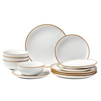 12-Piece Chip Resistant Porcelain Plates and Bowls