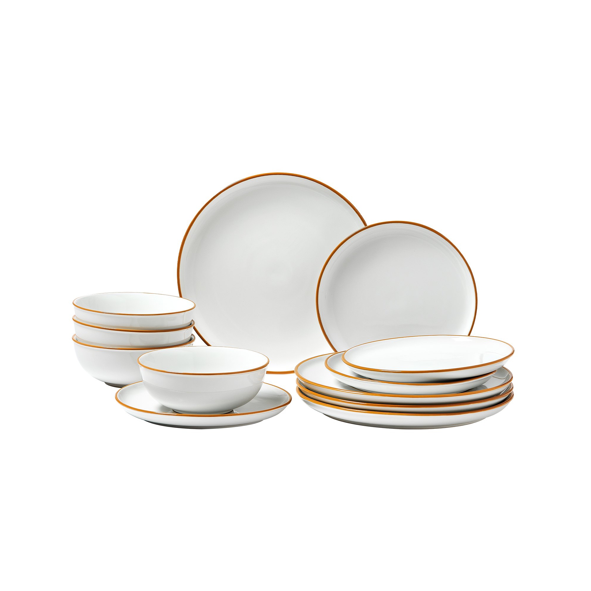 12-Piece White Porcelain Dinnerware Set for 4, Ceramic Plates and Bowls Dish Set, Microwave & Dishwasher Safe