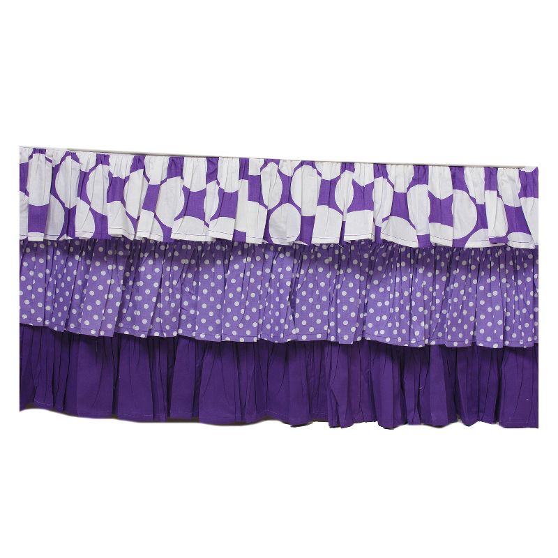 Bacati - MixNMatch Purple Dots 3 layer Crib/Toddler ruffles/skirt, 1 of 7