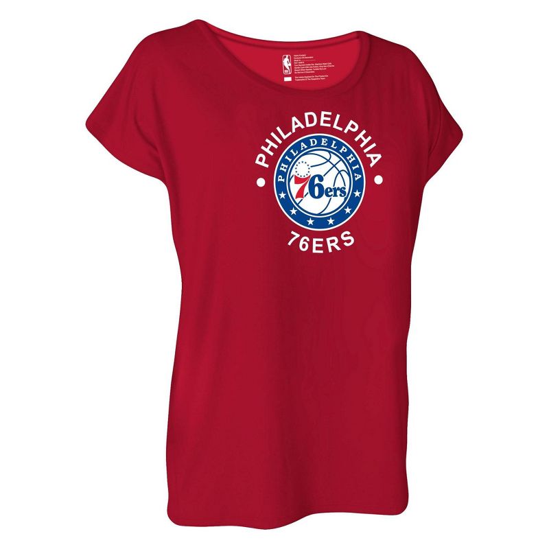 NBA Philadelphia 76ers Women&#39;s Dolman Short Sleeve T-Shirt, 3 of 5