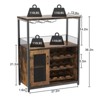 36 Inch Tall Bar Cabinet, Adjustable Shelves Wine Rack Table with Removable Wine Rack and Mesh Door - 2 of 4