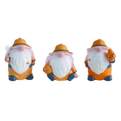 Transpac Resin Beekeeper Gnome Figurine Set of 3 Spring Home Decorations
