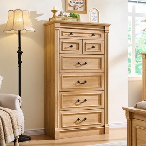 Farmhouse 7 Drawers Dresser for Bedroom,  57″ Tall Dressers w/Roman Column - 1 of 4