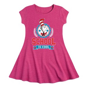 Girls' - Dr. Seuss - Cat in the Hat School Is Cool Fit & Flair Cap Sleeve Dress - 1 of 4