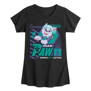 Girls' - Paw Patrol - Everest Team Paw Spring Into Action Fitted Short Sleeve Graphic T-Shirt - 1 of 4