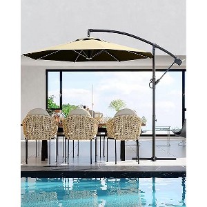 10FT Hanging Cantilever Umbrella, Offset Patio Umbrella Outdoor Sun Shade with Easy Tilt Adjustment, 8 Ribs, UV Protection for Backyard, Lawn - 1 of 4