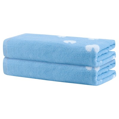 Unique Bargains 100% Cotton Cartoon Pattern Highly Absorbent Quick Dry Bath Towel 2 Pcs