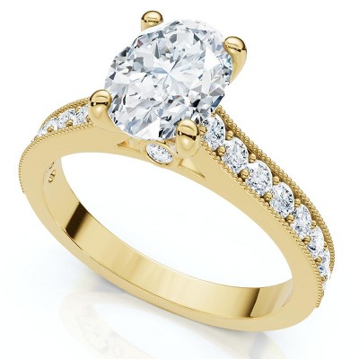 Pompeii3 1 1/3Ct Oval Diamond Engagement Ring 14k Gold or Platinum Lab Created