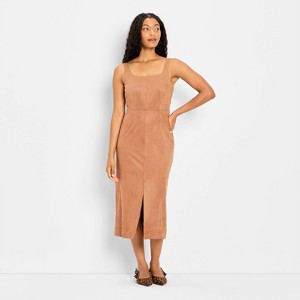 Women's 90's Suede Midi A-Line Dress - Future Collective Brown - 1 of 3