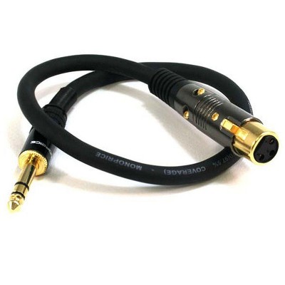 Monoprice XLR Female to 1/4in TRS Male Cable - 1.5 Feet | 16AWG, Gold Plated - Premier Series