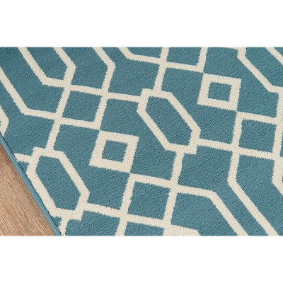 Luxe Nautical Geometric 5'3" x 7'6" Blue Synthetic Area Rug