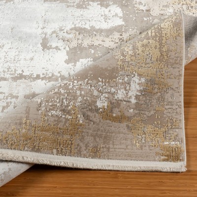 Beige and Brown Tufted Reversible 8' x 10' Viscose Rug