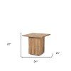 HomeRoots 22" Brown Solid Wood Square Block End Table - 3 of 4