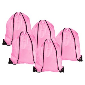 Unique Bargains Gym Sports Outdoor Traveling Nylon Polyester Drawstring Storage Bag 5 Pcs - 1 of 4