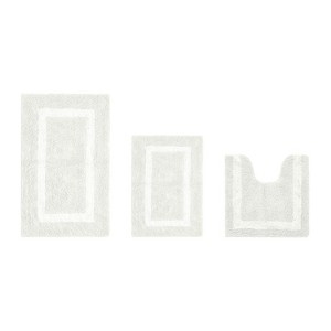 Hotel Bath Rug 100% Premium Cotton Tufted Weave Two Tone Reversible 3 Piece Bathroom Rug Set, Super Soft & Water Absorbent, Machine Washable Bathmat - 1 of 4