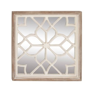 Wood Geometric Carved Wall Mirror White - Olivia & May: Vintage Square Decorative, No Assembly Required - 1 of 4