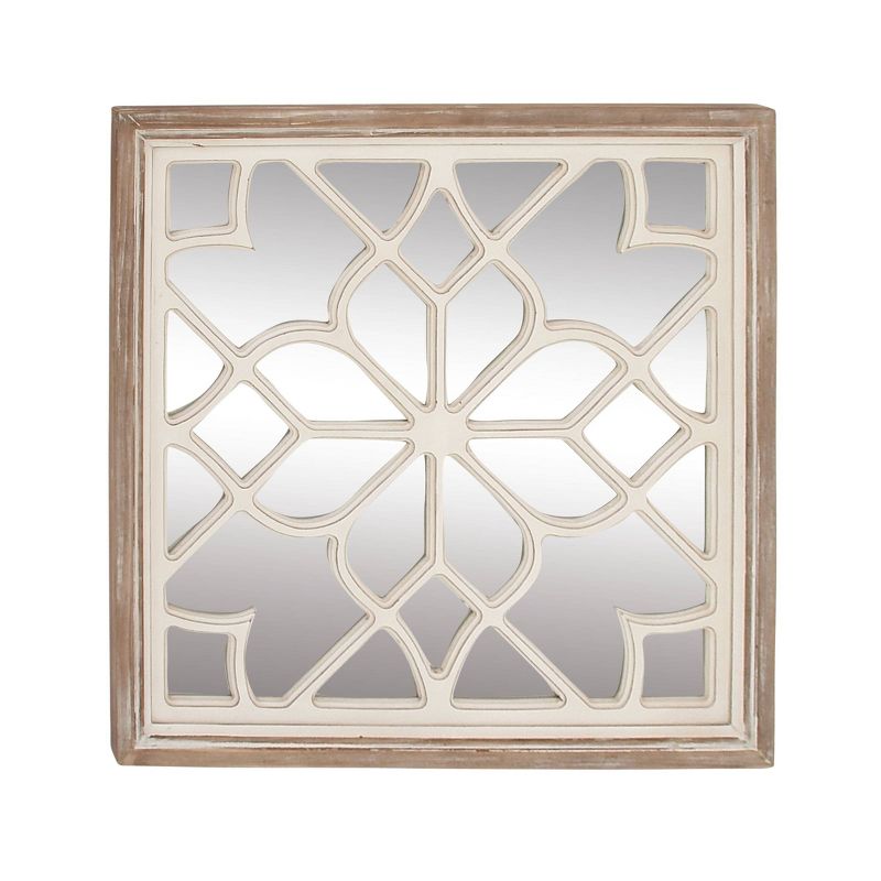 Wood Geometric Carved Wall Mirror White - Olivia &#38; May, 1 of 17
