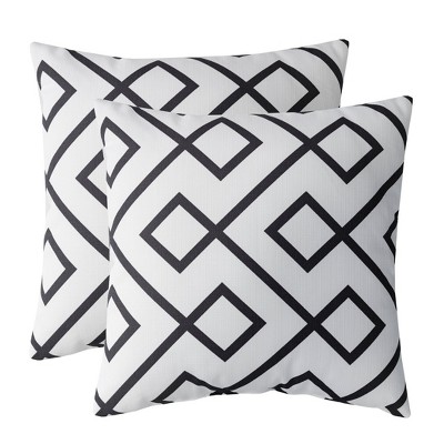 2pk 18" x 18" Printed Diamond Geo Linen Textured Decorative Throw Pillow Set - Candies
