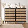 5-Drawer Rattan Dresser - Wide Top Wooden Chest with Deep Storage for Bedroom/Kids Room/Living Room (Natural Weave) - 3 of 4