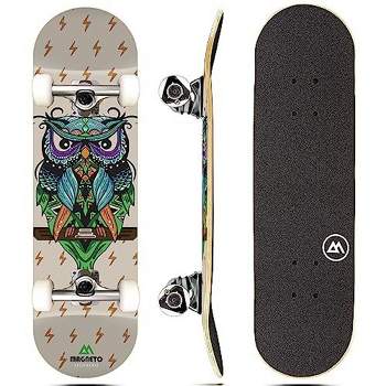 Magneto Skateboard | Maple Wood | ABEC 5 Bearings | Double Kick Concave Deck | For Beginners, Teens & Adults (Wise Owl)