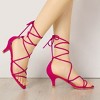 Allegra K Women's Strappy Kitten Heel Lace-Up Sandals - 2 of 4