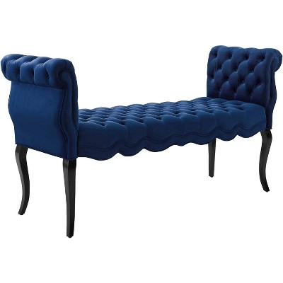 Modway Adelia Chesterfield Style Button Tufted Performance Velvet Bench Navy