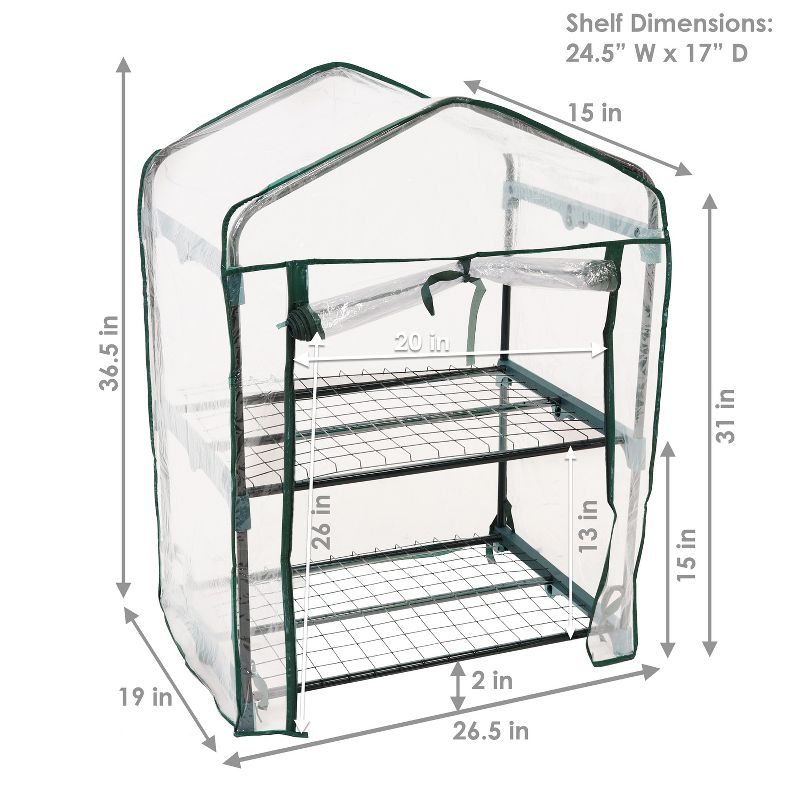 Sunnydaze Outdoor Portable Growing Rack 2-Tier Greenhouse with PVC Roll-Up Door - 2 Shelves - Clear, 5 of 14