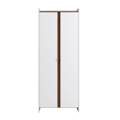 Ratzer White and Brown Mid-Century Modern Storage Cabinet