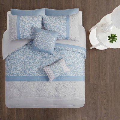 8pc King Casey Embroidered Comforter Set Blue - 510 Design : Target