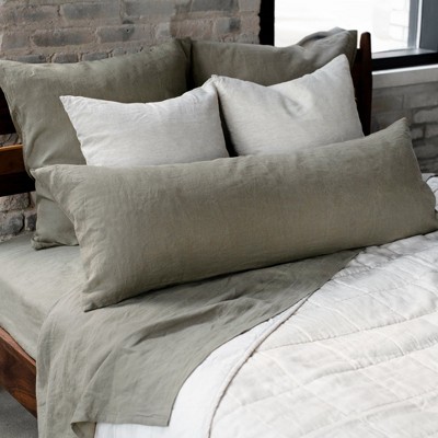 Moss Green French Linen Lumbar Sham 16" x 44"