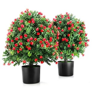 Resenkos Artificial Lavender Topiary Balls, Realistic Look, 21.6" Tall, UV Resistant, Planter Bushes, Purple, Green And Black - 1 of 4
