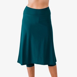 Calypsa Women's Below The Knee Swim Skirt With Capri Leggings - 1 of 4
