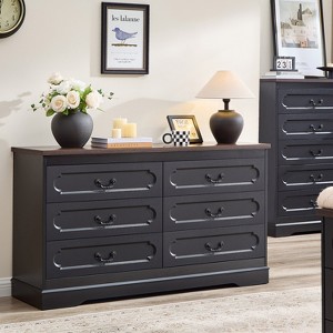 Farmhouse Dresser for Bedroom, Rustic Wood Chest of Drawers for Bedroom - 1 of 4