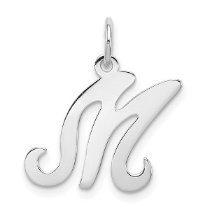 Black Bow Jewelry Sterling Silver, Sophia Collection, Small Script Initial M Pendant - 1 of 4