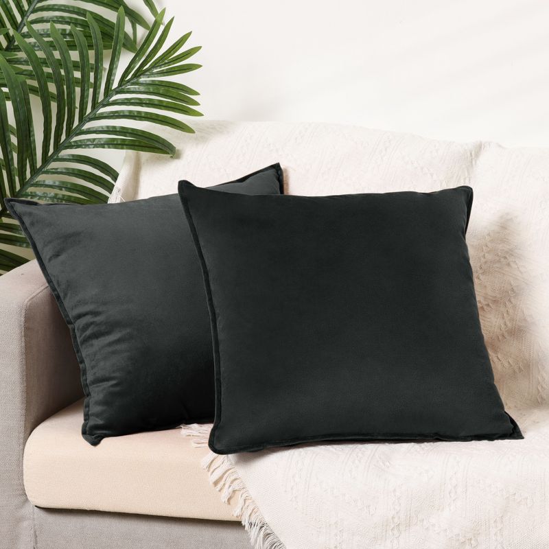 Unique Bargains Velvet Throw Home Decor Solid Couch Sofa Living Room Pillow Covers, 2 of 6
