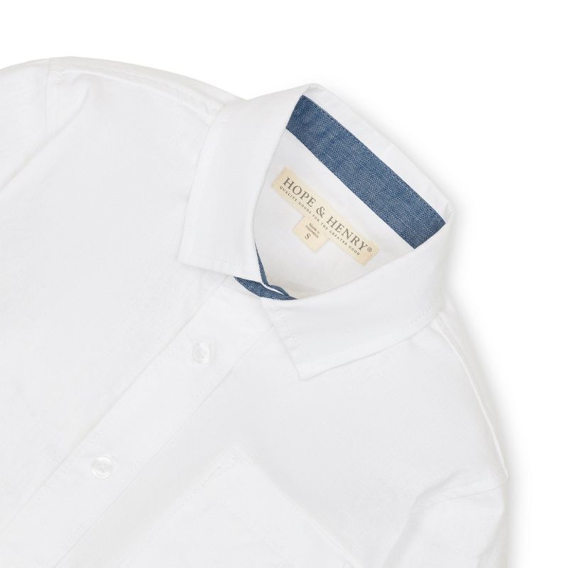 Hope & Henry Boys' Linen Classic Button Down Shirt, Kids, 5 of 8