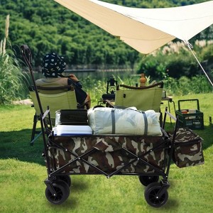 Acekool Foldable Outdoor Utility Wagon with Canopy, 262lbs Capacity, 7" All-Terrain Wheels, Pockets, Portable Cart for Beach, Camping, Garden - 1 of 4